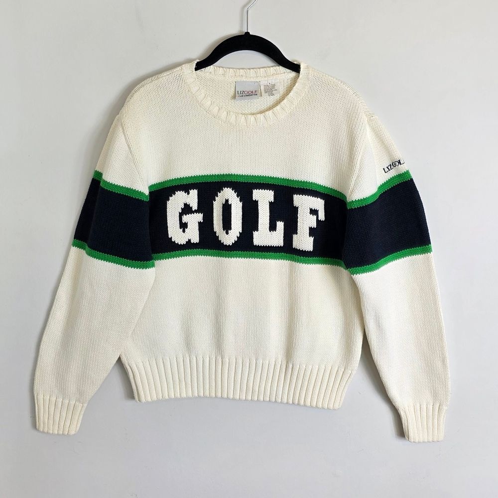 Vintage Rare Liz Claiborne LizGolf 100% Cotton Sweater Y2K Preppy Golfcore SZ M - Picture 1 of 5